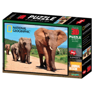 10052 NAT GEO ANIMALS - AFRICIAN ELEPHANT 500PC 3D PUZZLE - PACK SHOT IMAGE 1