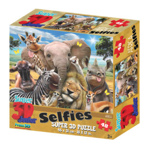 10813 ANIMAL SELFIES KIDS - AFRICA SELFIE 48PC 3D PUZZLE - PACK SHOT IMAGE 1
