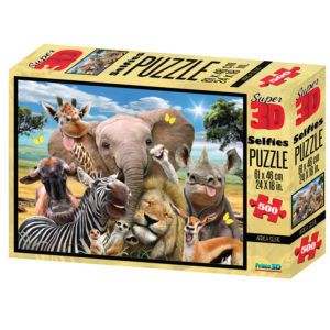10061 ANIMAL SELFIES - AFRICA SELFIE 500PC 3D PUZZLE - PACK SHOT IMAGE 1